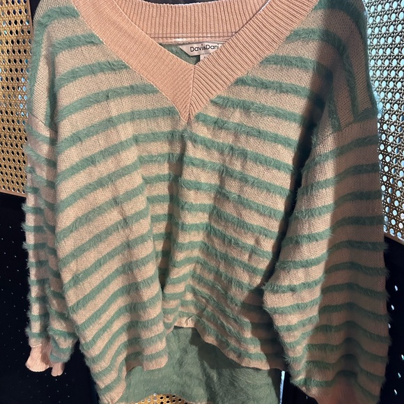 Dressed in LaLa mint striped fringe sweater - Picture 3 of 7